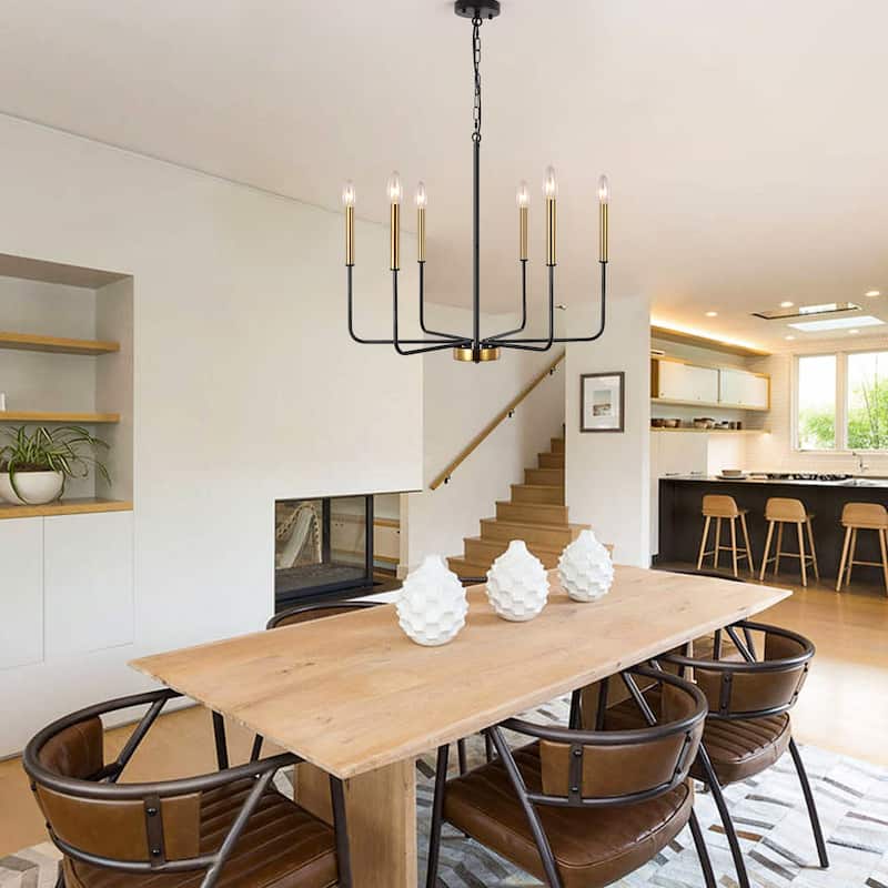 6-Light W26.18" x H66.92" Candle Chandelier for Living Room Kitchen Island