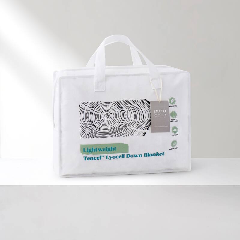 Lightweight Cooling Lyocell White Down Comforter, Tencel Oversized Blanket for Summer