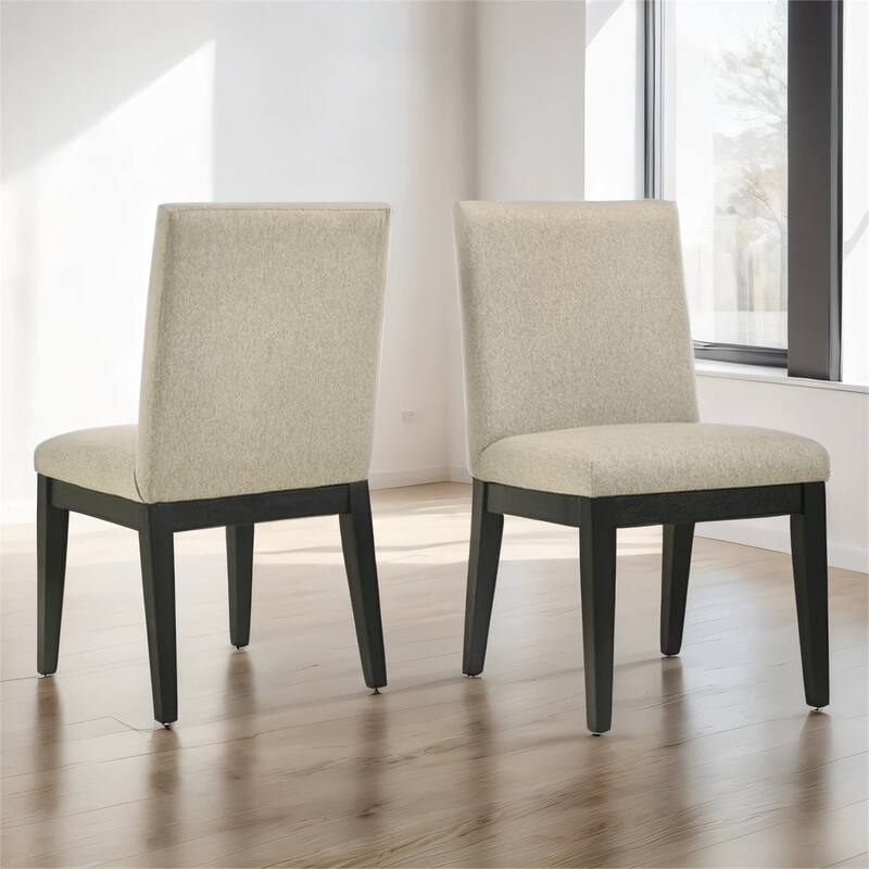 Solid Wood Dining Chairs, Set of 2, Beige - Beige