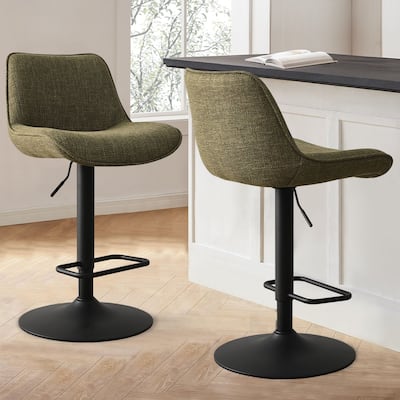 18" Bigger Base Vinyl Adjustable Height Swivel Bar Stool, Set of 2