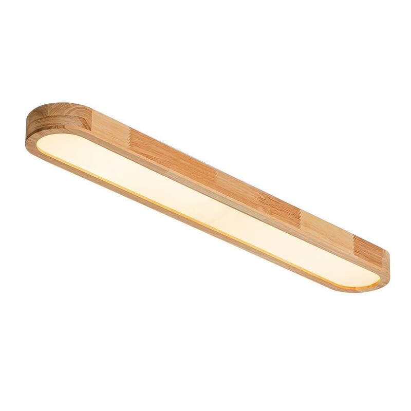 Rustic Wooden Oval Dimmable LED Flush Mount Ceiling Light - 37"