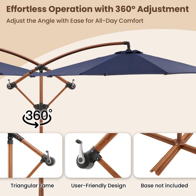 COSIEST 10FT Offset Patio Umbrella，360-Degree Rotation, UV & Waterproof Canopy