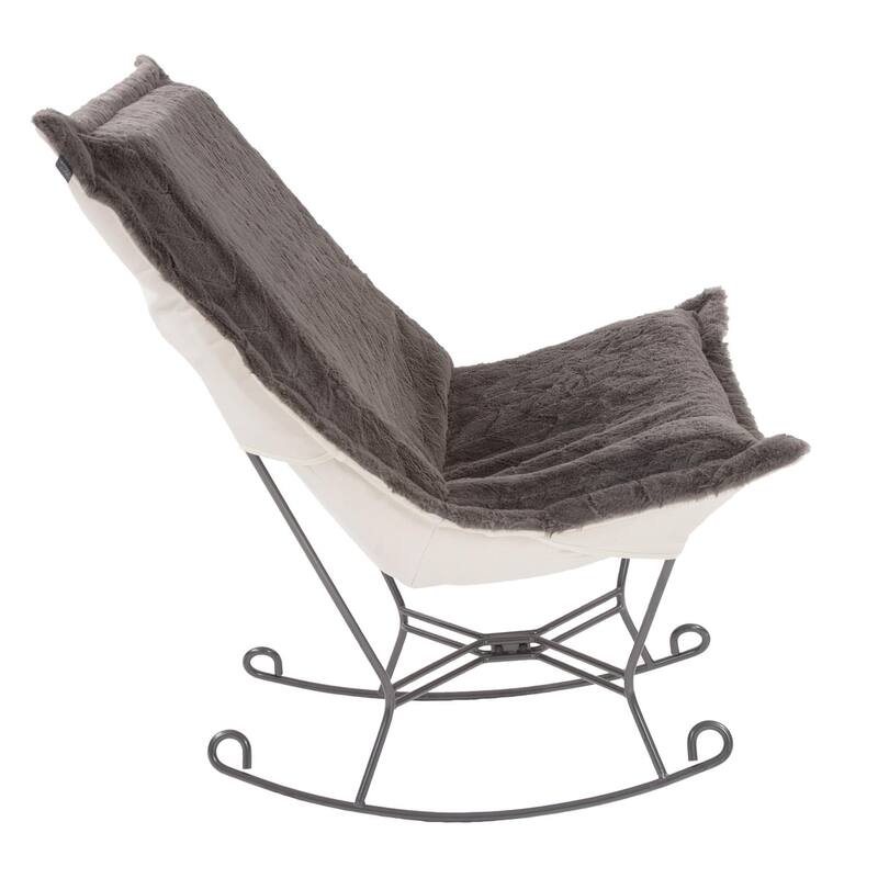 Allan Andrews Scroll Puff Rocker with Titanium Frame, Angora Collection