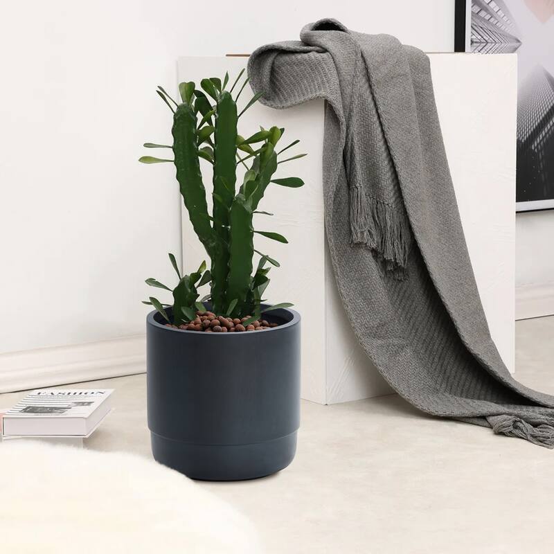 Modern Grey MgO 14.17" Round Planter