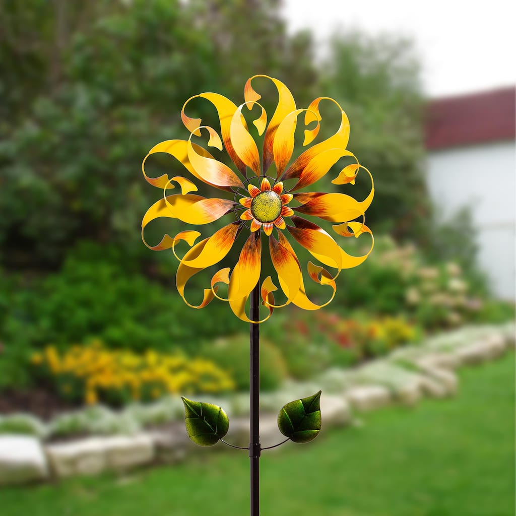 75" Metal Wind Spinner, Sunflower Designed