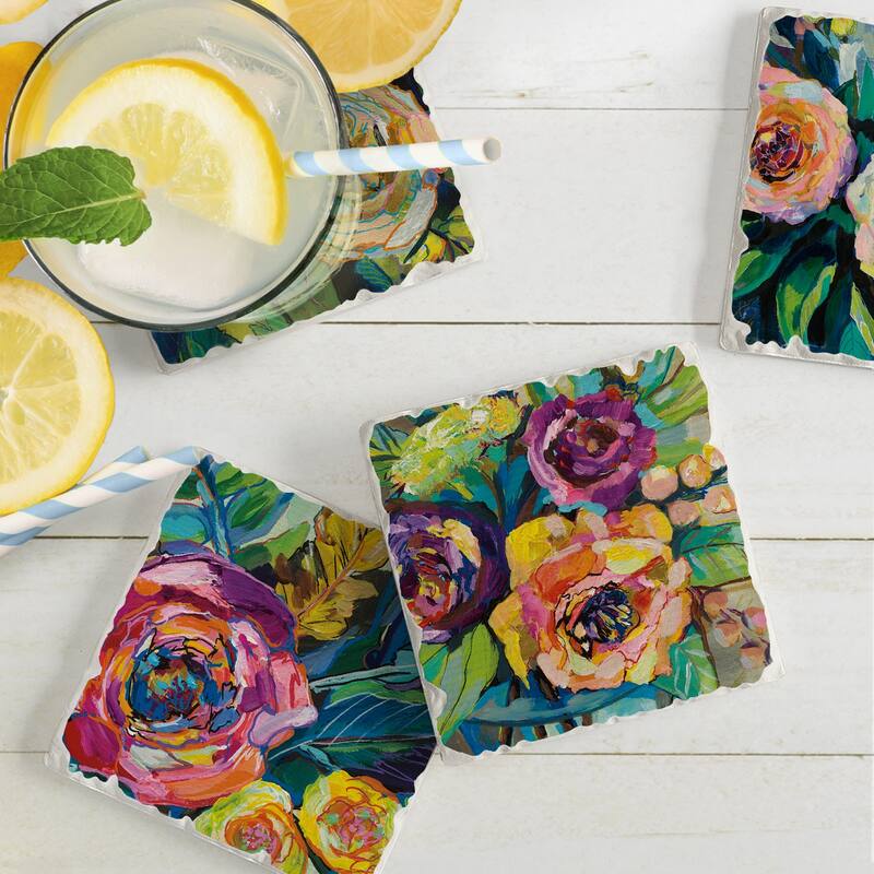 Counterart Absorbent Stone Coaster, Pop, Set of 4 - 4.00x4.29