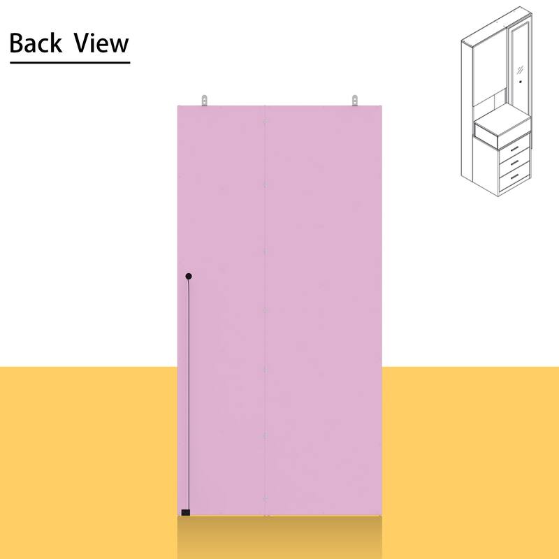 Sleek Storage Dresser with Ambient Mirror Lighting Makup Vanity Table