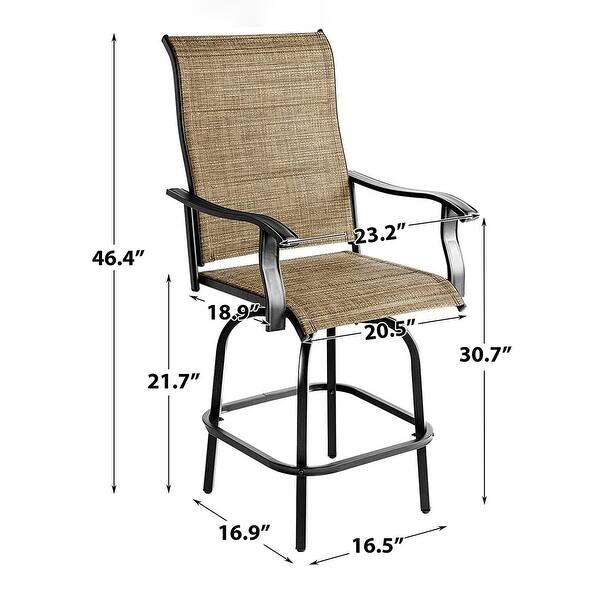 2pcs Bar Stools Outdoor, Swivel High Seat Home Counter Patio Chairs