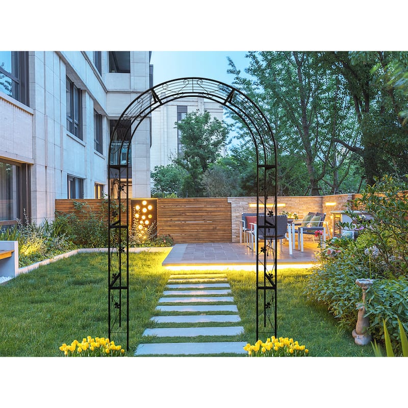 Metal Garden Arch Garden Arbor Trellis Climbing Plants Support Arch Outdoor Arch Wedding Arch Party Events Archway Black