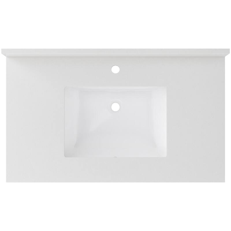 CRAFT + MAIN QZ37221R 37" Quartz Vanity Top with Backsplash and