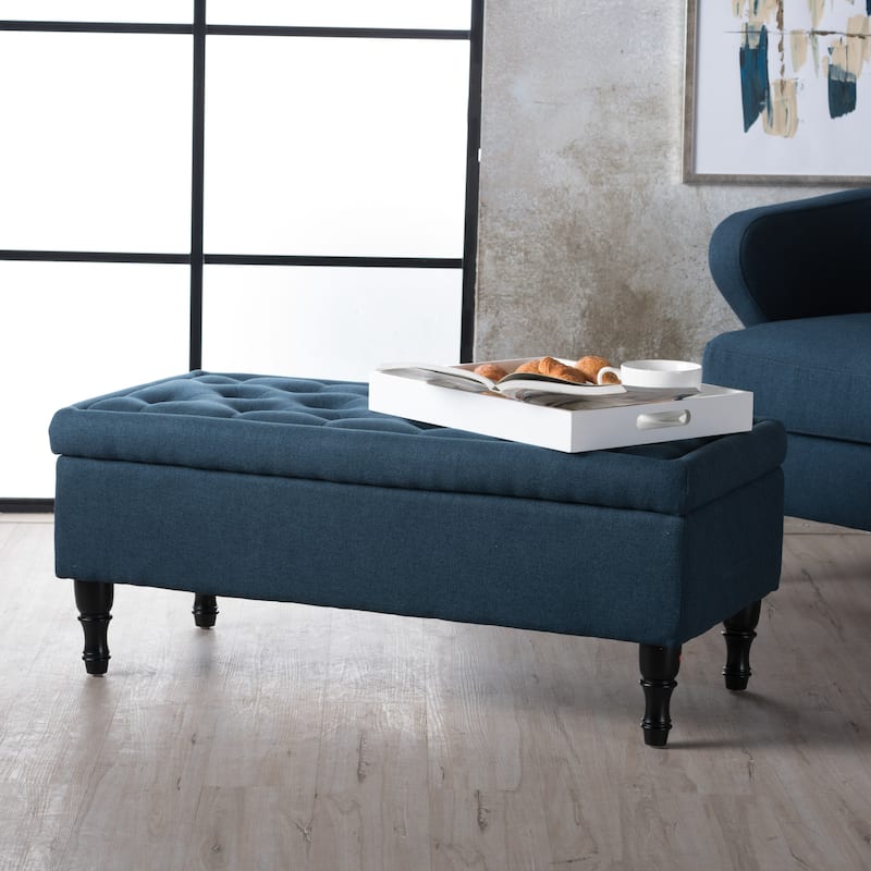 Hyatt Storage Ottoman - Navy Blue
