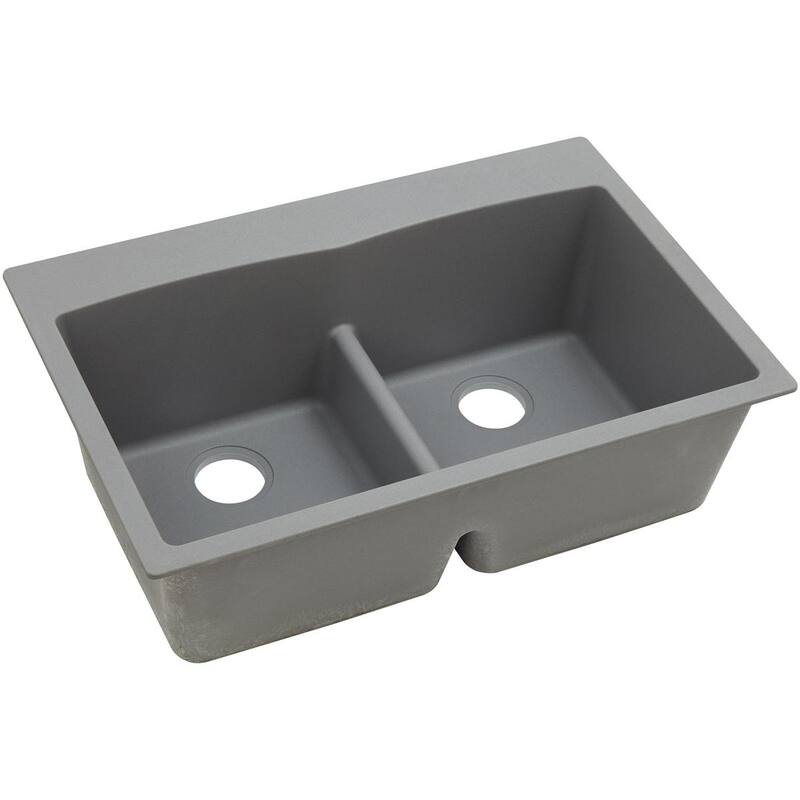 Elkay Quartz Classic 33" x 22" x 10", Equal Double Bowl Drop-in Sink with Aqua Divide