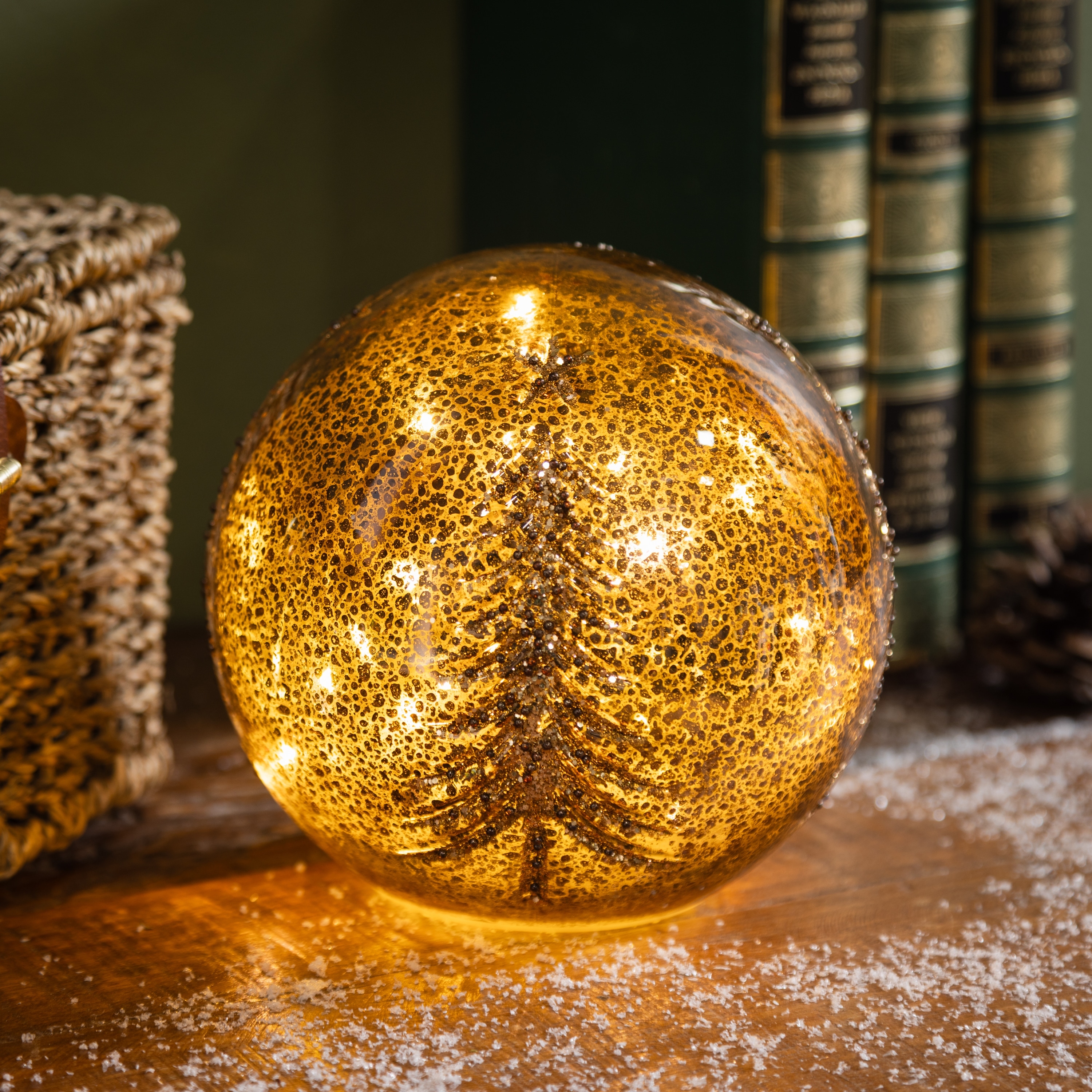 LED Tabletop Glass Ball with Tree - 5"