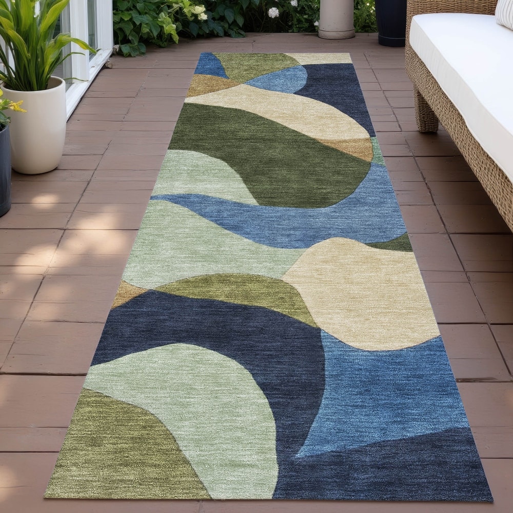 Machine Washable Indoor/Outdoor Modern Century Chantille Rug