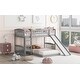 preview thumbnail 3 of 24, Versatility Twin Over Twin Bunk Bed Wooden Kids Bed with Slide,Ladder,Guardrails and Built-in Two Bed