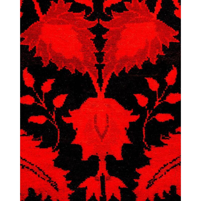 Overton Hand Knotted Wool Vintage Inspired Modern Contemporary Overdyed Red Area Rug - 3' 1" x 5' 0"