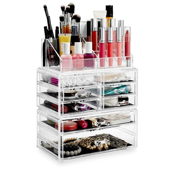 Shop Acrylic Cosmetic Makeup Organizer Jewelry Box Storage Set 3pc Overstock 28172876
