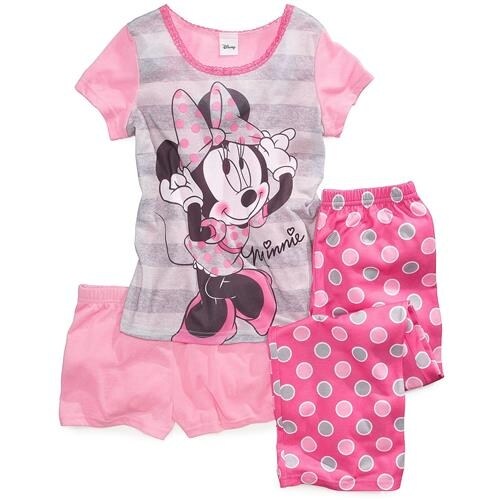 Shop Disney Girls 4 10 Minnie Mouse 3 Piece Pajama Set Ships To