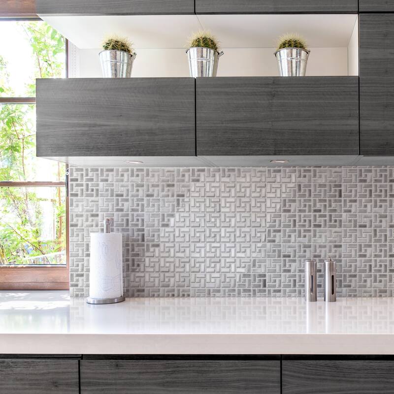 Merola Tile Hudson Spiral Grey Eye 12-5/8" x 12-5/8" Porcelain Mosaic Floor and Wall Tile - Case (10 Tiles)