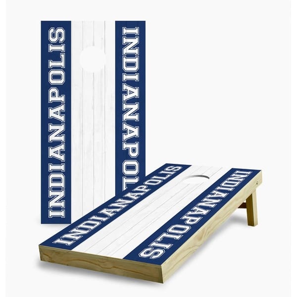 slide 2 of 7, Indianapolis Colts Striped Cornhole Game (Choose Wraps or Boards) 2x4 Boards (24" x 48") - Include ALL Accessories