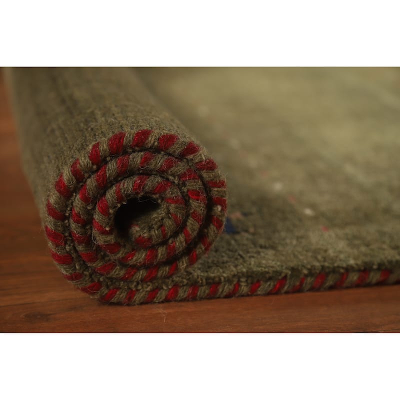 Hand Knotted Oriental 100% Wool Carpet Tribal Animal Pictorial Green Gabbeh Area Rug - 5' 3'' X 3' 0''