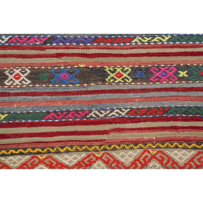 Hand Woven Oriental 100% Wool Carpet Southwestern Tribal Multi-Colored Kilim Area Rug - 8' 11'' X 5' 6''