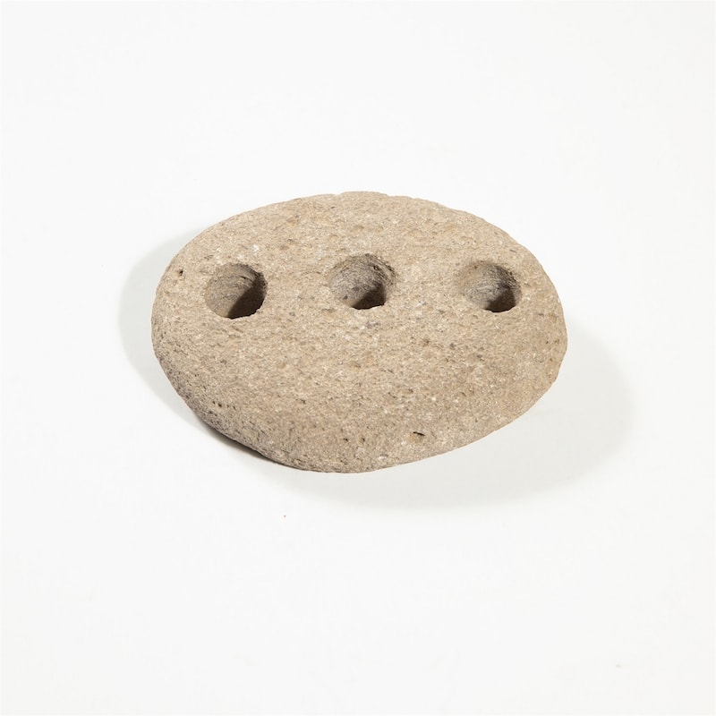 Candleholder Rock 3 Holes Natural 7.5"x5.5"x2.5"- ST - Natural - Natural