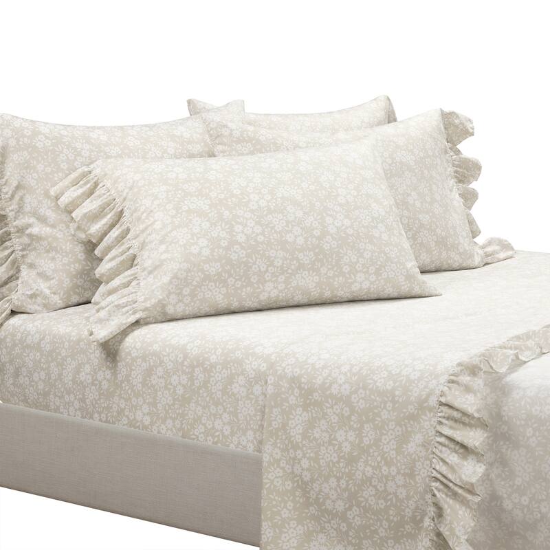 Lush Decor Garden Of Flowers Ruffle Sheet Set