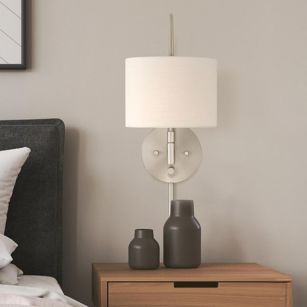 slide 2 of 8, Hunter Horizon 1-Light Wall Sconce - Bedroom, Bathroom, Hallway, Living Room - Transitional Brushed Nickel