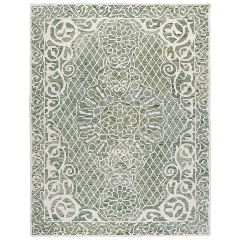 SAFAVIEH Handmade Metro Bergros Modern Wool Rug - 8' x 10' - Green/Ivory
