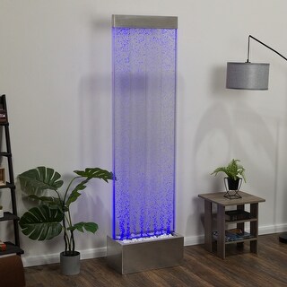 Alpine Corporation 72"H Indoor Bubble Wall Fountain with Color-Changing LED Lights and Remote