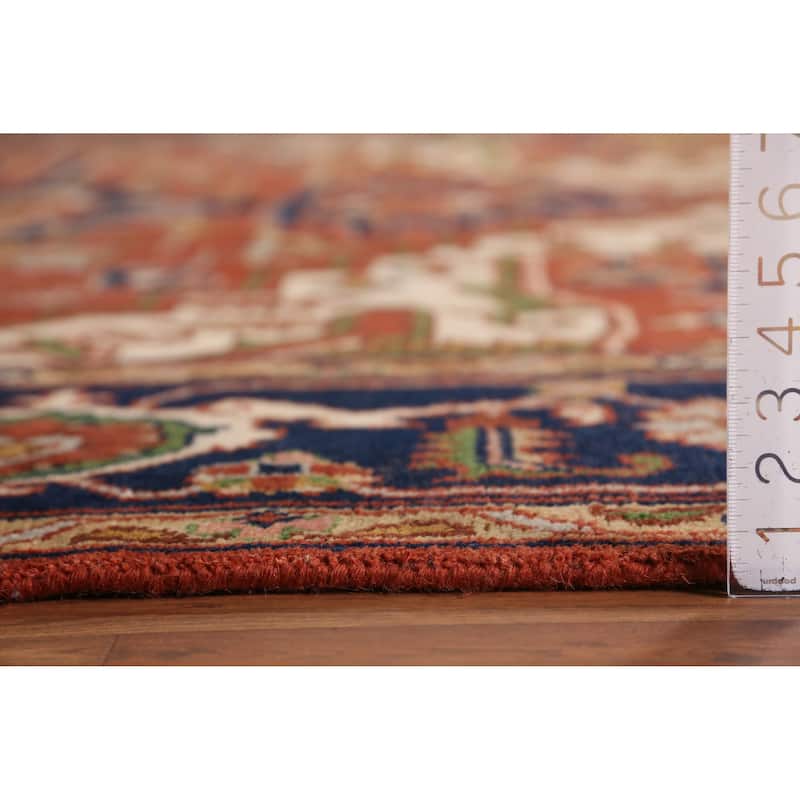 Medallion Heriz Serapi Indian Area Rug Hand-Knotted Wool Carpet - 9'0" x 12'1"