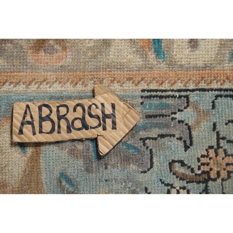 Tabriz Vintage Persian Area Rug Handmade Floral Blue Wool Carpet - 9'10" x 12'11"