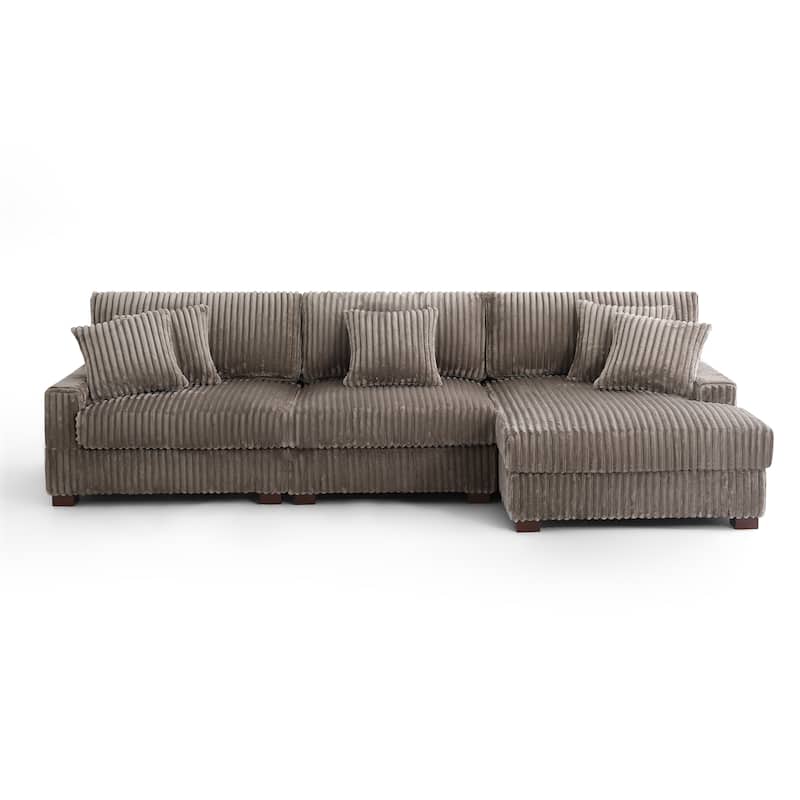 UIXE Upholstered Plush Velvet L Shaped Couch Modular Sofa