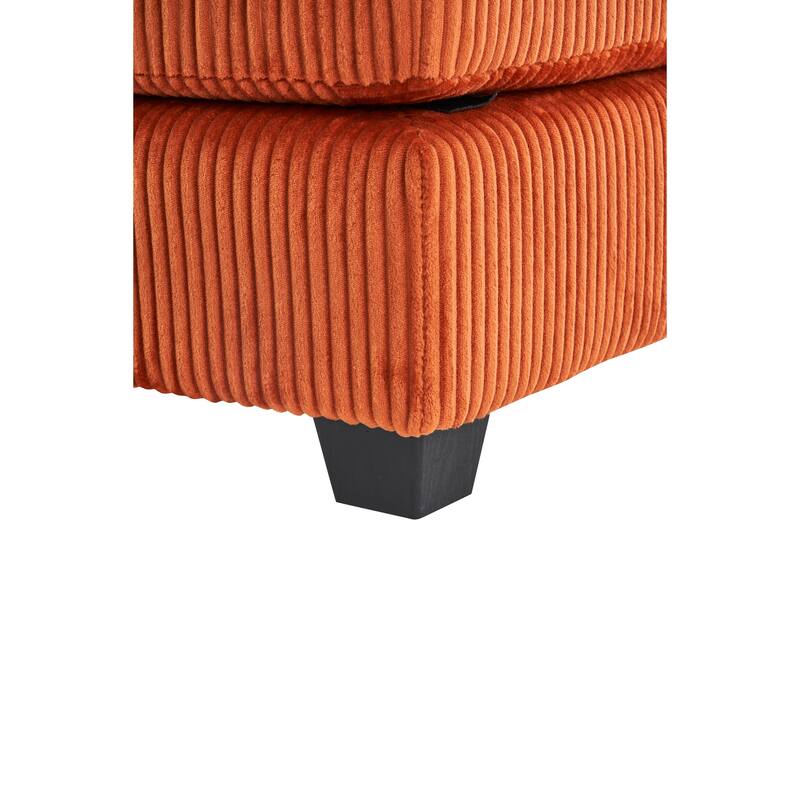 Corduroy Single Sofa Sets with Ottoman and 2 Toss Pillows, Deep Seat Design