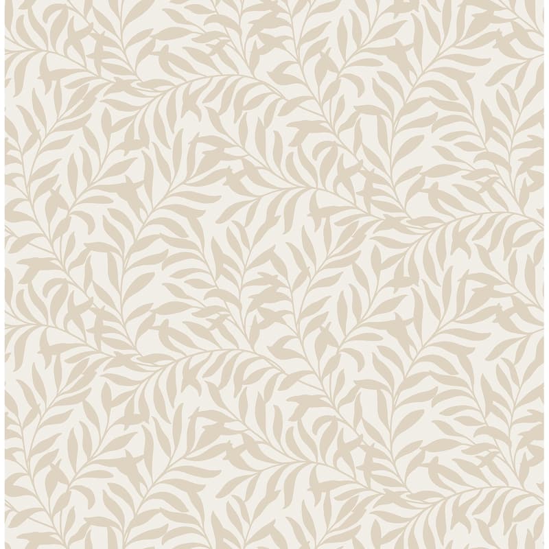 Brewster Salix Beige Leaf Wallpaper