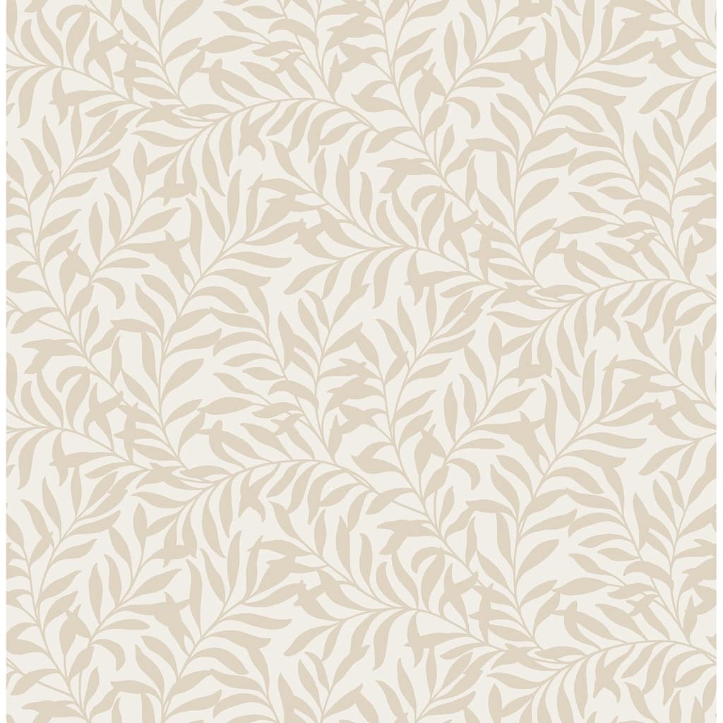 Brewster Salix Beige Leaf Wallpaper