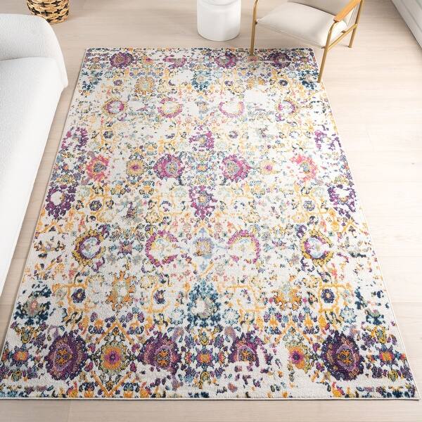 slide 2 of 9, Nuloom Multi Vintage Distressed Floral Area Rug - 3' x 5' 3' x 5' - Multicolor - Rectangle