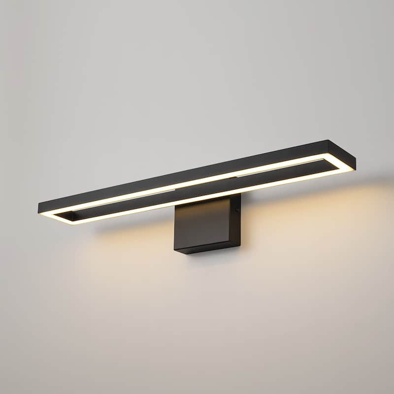 23.6 in. Modern Aluminum Linear Black Dimmable Integrated LED 3000K Bathroom Vanity Wall Light