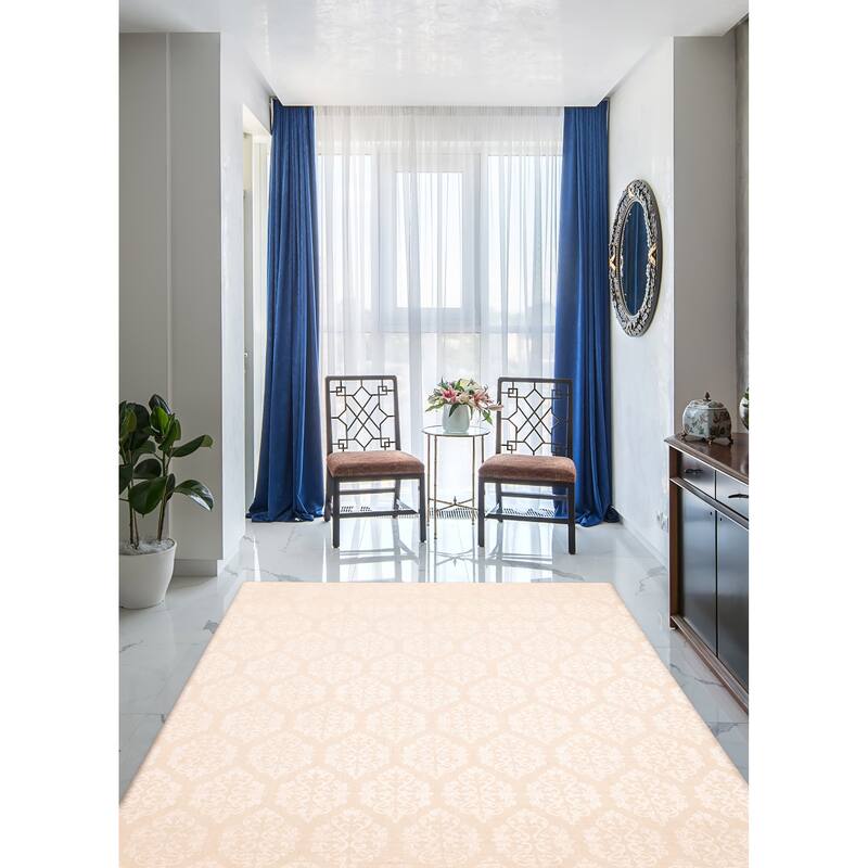 ECARPETGALLERY Hand Loomed Elysian Beige Viscose, Wool Rug - 8'3 x 11'6