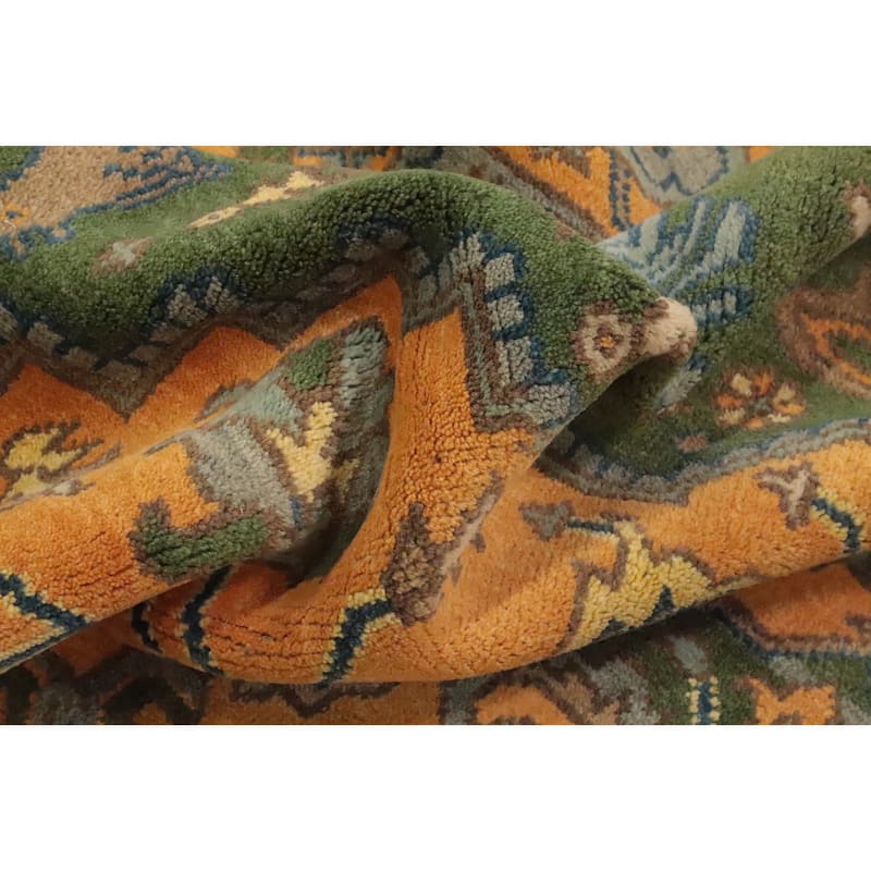Hand Knotted Oriental 100% Wool Carpet Traditional Floral Oranges & Rust Ziegler Area Rug - 9' 10'' X 8' 0''