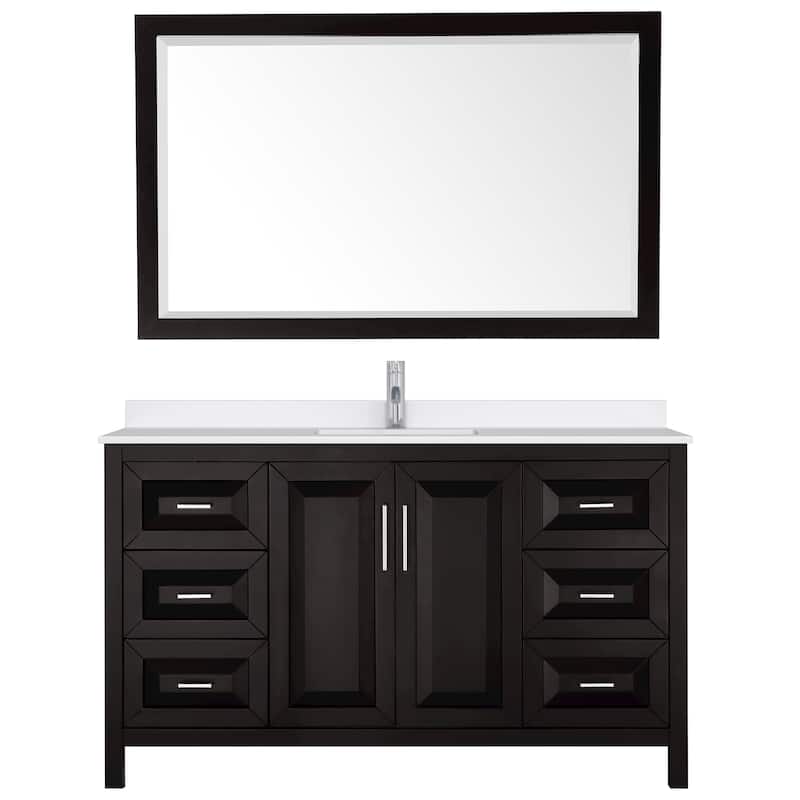 Daria 60-inch Single Vanity, Single Hole Quartz Top, 58-inch Mirror