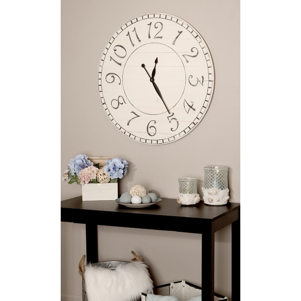 BrandtWorks Oversized Antique White Farmhouse Wall Clock 30'' x 30''
