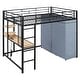 preview thumbnail 23 of 61, Loft Metal Bed with Desk,Shelves,Power Outlet,LED Light and Wardrobe