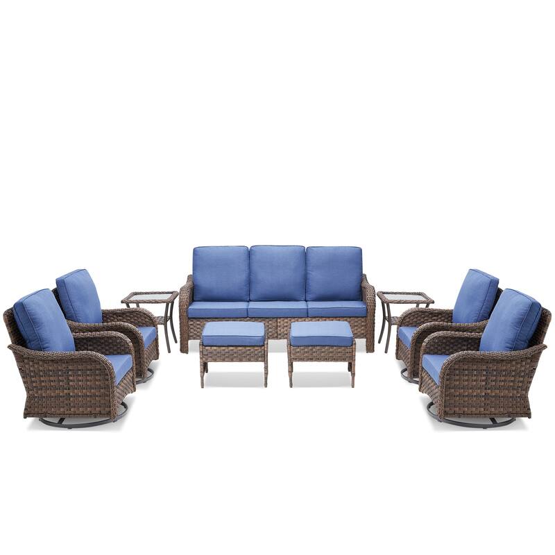 Pocassy Outdoor Patio Furniture Set PE Wicker Sofa Set