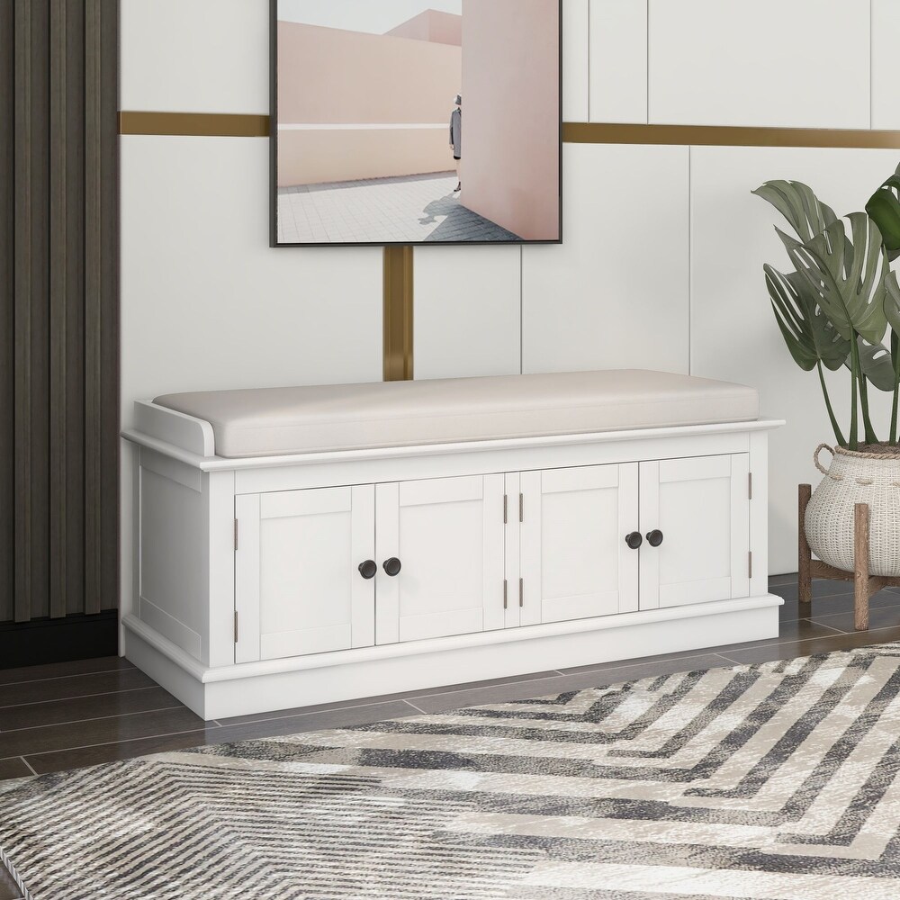 Long white storage bench sale