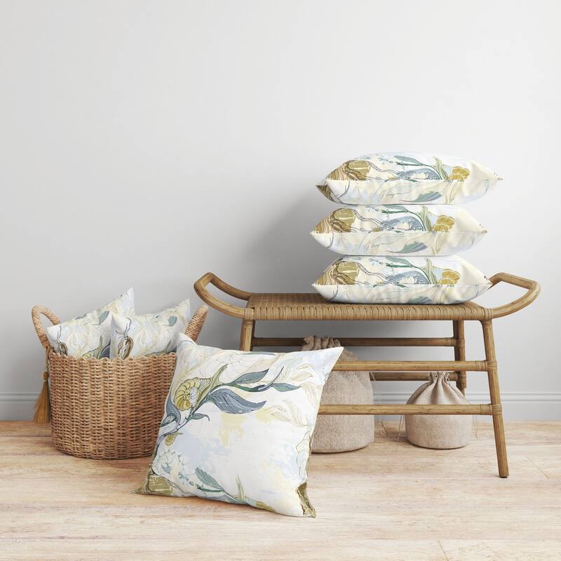 Leaf Lurker Faux Suede Reversible Throw Pillow Yellow and Blue