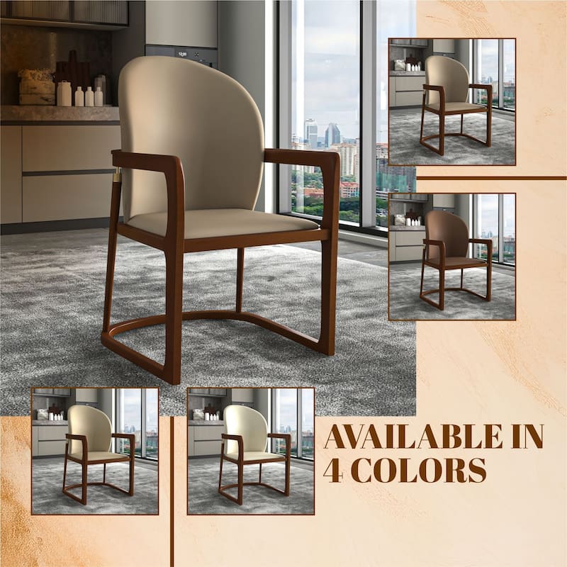 LeisureMod Svelta Modern Leather Dining Chair - Mid century Accent Arm Chair for Home Office Kitchen Dining Room