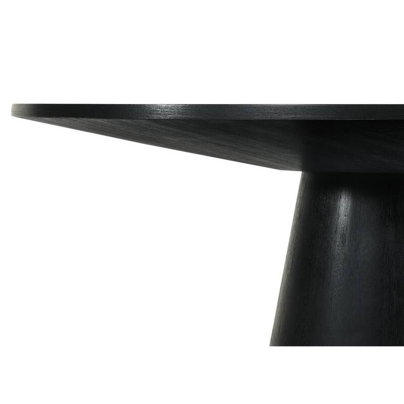 Yuvi 47 Inch Dining Table, Round Tabletop, Pedestal Base, Black Finish