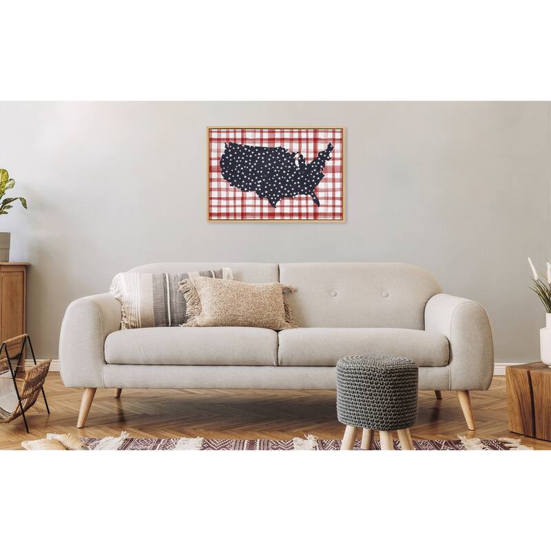 Kate and Laurel Sylvie Gingham USA Framed Canvas by Sara Berrenson